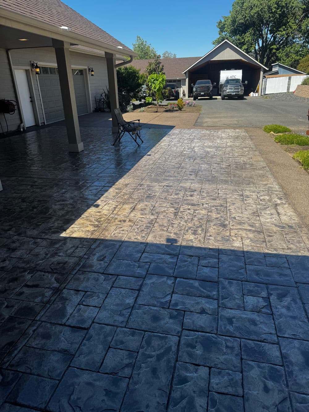 Stamped Concrete Patio Pressure Wash and Reseal in Grants Pass